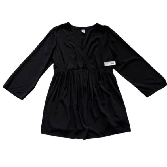 Old Navy Maternity Black V-Neck 3/4 Sleeve Tie Waist Blouse Top Size Medium NEW - Picture 8 of 12